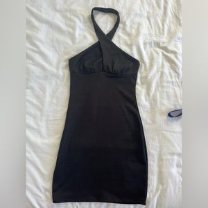 H&M ribbed black halter dress